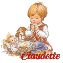 685B - Enfant chien et petit Jésus - noël, signature