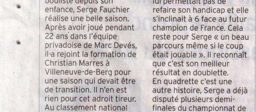 SERGE FAUCHIER UN BEAU CHAMPION PARMI NOUS