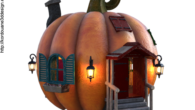 Tube maison fantasy citrouille d'Halloween (render)