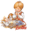 685B - Enfant chien et petit Jésus - noël, signature