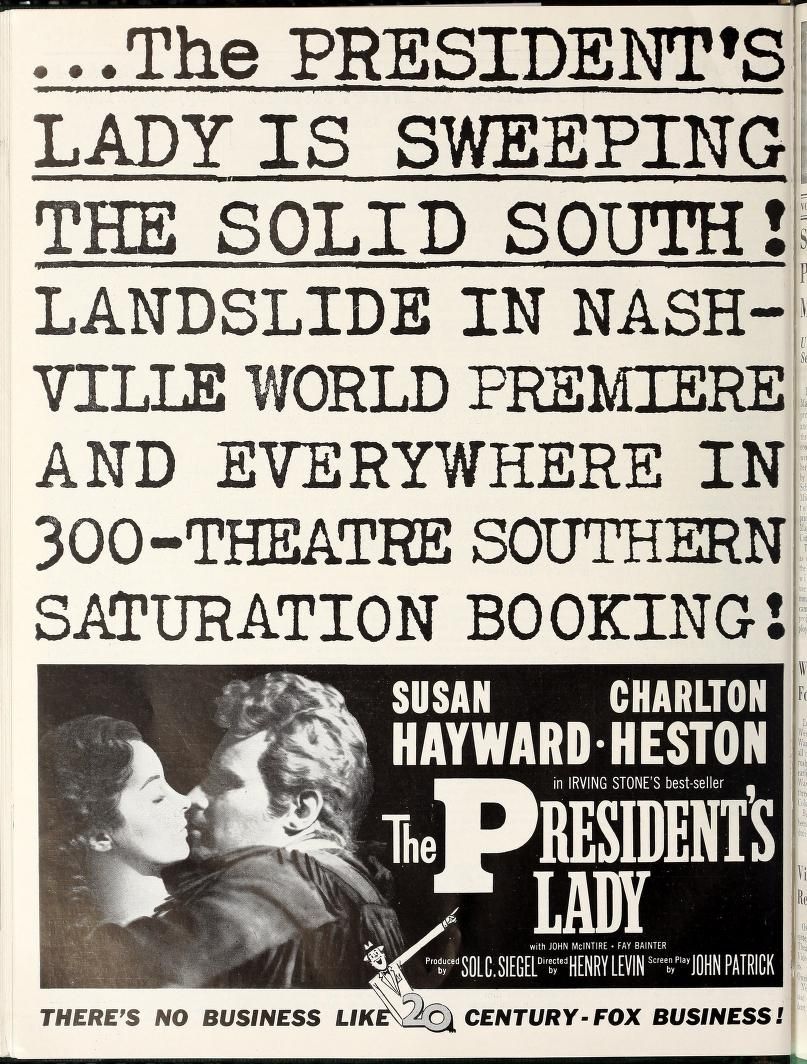 THE PRESIDENT'S LADY BOX OFFICE USA 1953