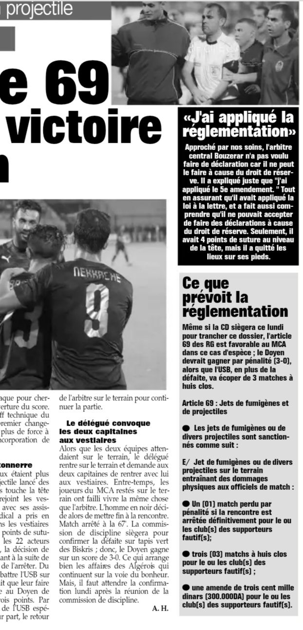Mercredi 30.10.2019 à Biskra Stade du 