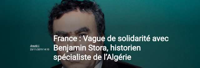 Vague de solidarité avec Benjamin Stora, historien spécialiste de l'Algérie