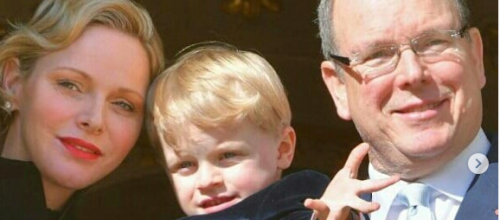 Le couple princier avec le prince Jacques lors des cérémonies de la sainte Dévote 2019