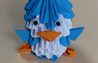Ma première réalisation en origami modulaire : le pingouin...