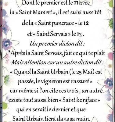 Mai et ses Saints de Glace !