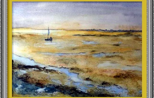 Dessin et peinture - vidéo 2353 : Un bord de mer hivernal en couleur - peinture à l'aquarelle.