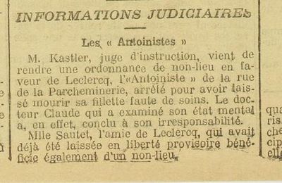 Informations judiciaires - Les Antoinistes (Paris-midi, 20 août 1912)