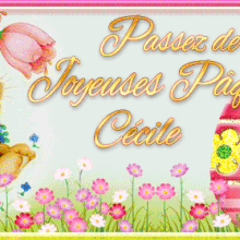 752 - Carte de Pâques - lapin balançoire