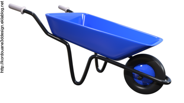 Tube de jouet : Brouette bleu (render)