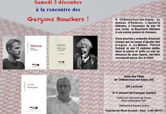 Le 3 décembre soirée avec les Garçons Boucher