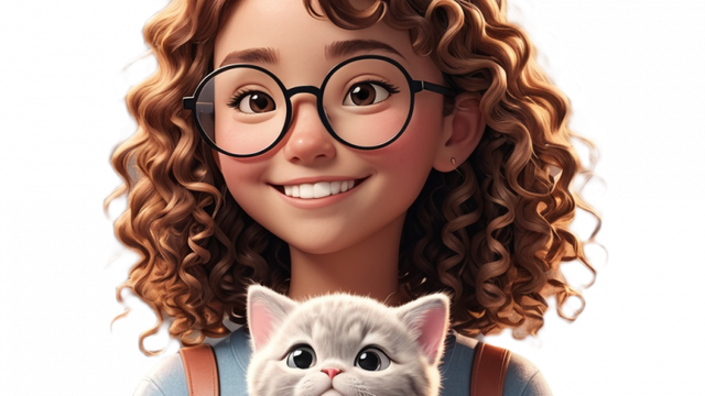 Tube Fillette et son chaton (Toon IA)