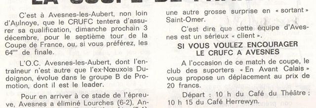 Coupe de France 1979-Avesnes les Aubert-6ème Tour 