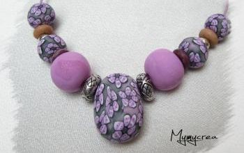 parure fleurie mauve
