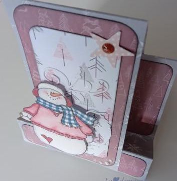 Carte chevalet hiver rose