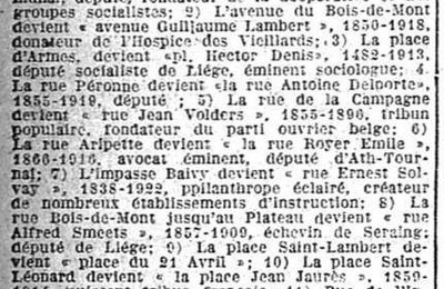 Dénominations des rues de Jemeppe (La Meuse, 13 février 1923)(Belgicapress)