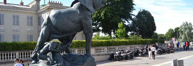 Les sculptures du parvis du Musée d'Orsay : 1) Le jeune éléphant pris au piège 