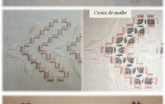Hardanger écru et rose