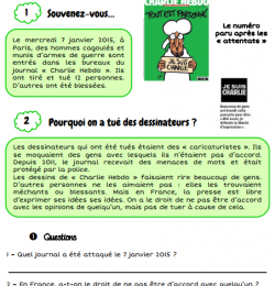 Retour sur les événements du 7 janvier 2015 : fiches élèves
