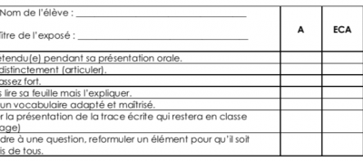  Grille d’évaluation des exposés des CE2