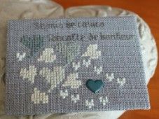 ATC brodée semis de coeurs