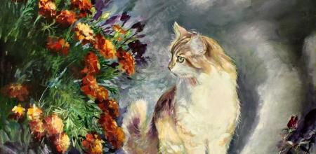 Tableau du samedi : Le chat dans le jardin