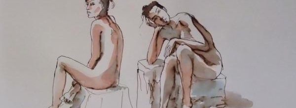 Deux nus assis