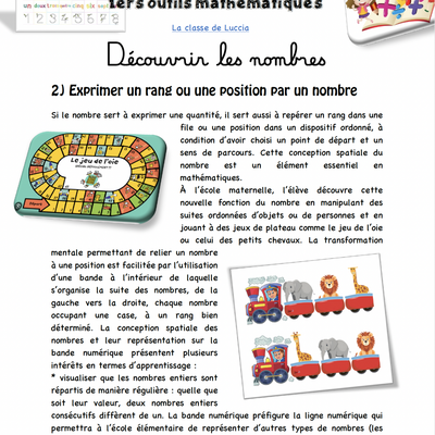 Nvx Prog Math Cycle 1 : exprimer un rang ou une position par un nombre