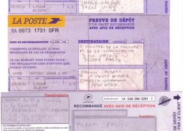 Courrier en recommandé aux différents Ministres de la Culture et de la Communication qui se sont succédé depuis 2004.(2004 à 2010)
