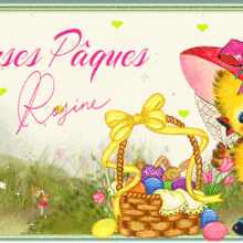 755 - Carte de Pâques "poussinette" -