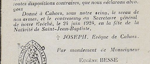 Ancienne adhésion à la confrérie des pèlerins de Rocamadour