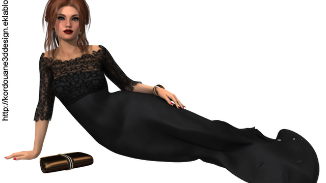 Tube de femme en robe de soirée assise parterre