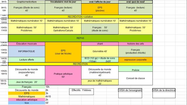 emploi du temps 2012 2013