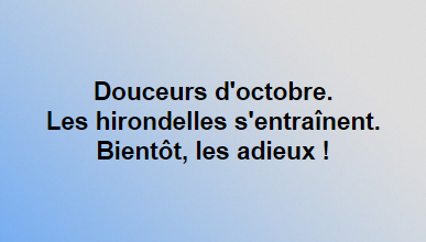 Haiku - Douceurs d'octobre