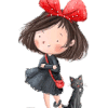 734 - fille et chat - signature, gif animé, blinkie