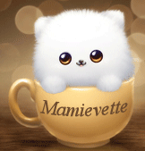 736 - Chat blanc dans le bol - gif animé, blinkie, signature