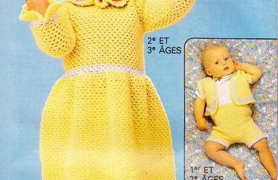 Robe, gilet et culotte au crochet