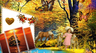 CADRE ENFANTS ANIMAUX EN AUTOMNE