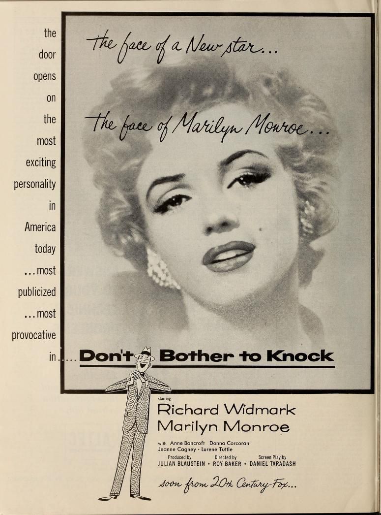 DON'T BOTHER TO KNOCK MARILYN MONROE BOX OFFICE USA 1952