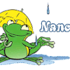 745 - la grenouille - pluie - signature, gif animé, blinkie