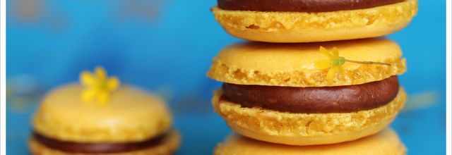Macarons Mogador {chocolat au lait, fruit de la passion} de Pierre Hermé 