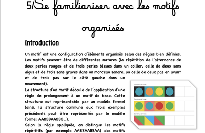 NVX prog math cycle 1 : les motifs organisés