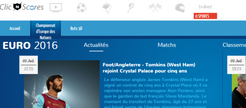 ClicnScores : news des matchs amicaux et des transferts