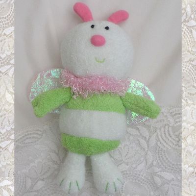 Doudou Abeille Jemini Luminou Peluche Abeille Blanc Vert Rose