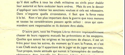 * Trésor d'archives... lorsque le général en appelait à la cohésion...
