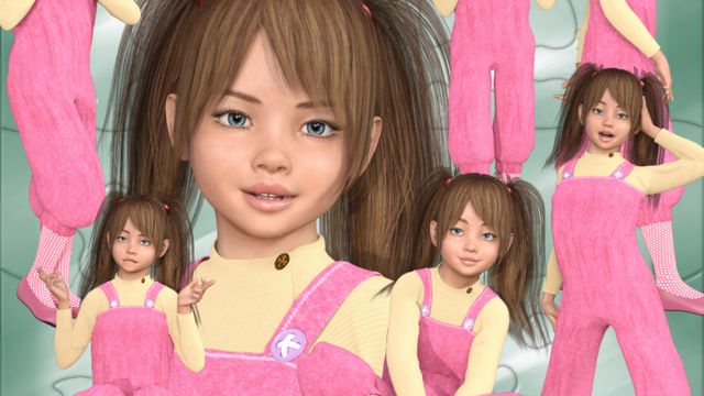 Sissi : Fillette en salopette rose (image)