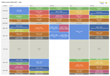 Nouveau fonctionnement dès la rentrée : Horaire et plan de la classe
