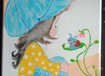 Un tableau tout simple : petite fille et l'escargot