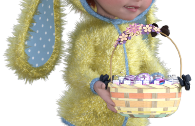 Tube petit lapin de Pâques (enfant, poser, render)