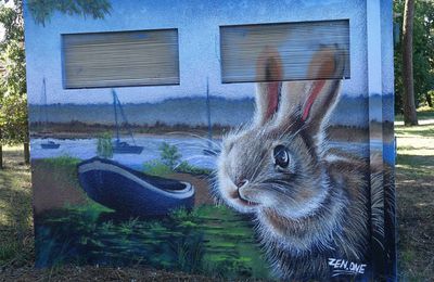 EB - Street-art dans la ville : lapin, poisson et écureuil...